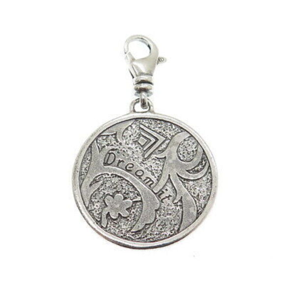 SILPADA Sterling Silver Vintage Dream It Reversible Disc Lobster Clasp Pendant - Picture 6 of 7